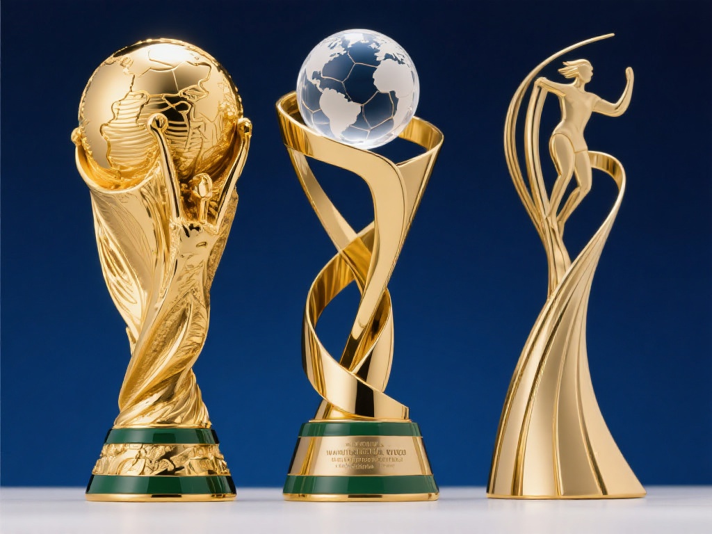 奖杯设计：各具美学内涵
男子足球世界杯